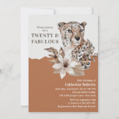 Waterverf Bloemen Luipaard Twintig 20ste Verjaarda Kaart (Voorkant)