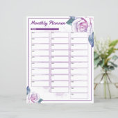 Waterverf Bloemen Maandelijkse Planner Sjabloon (Staand voorkant)