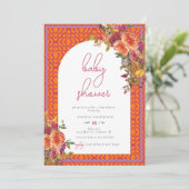 Waterverf Bloemen Magenta Fuchsia Baby shower Kaart (Staand voorkant)