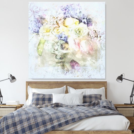 *~ Waterverf Bloemen Magische Bloemen AP10 Canvas Afdruk (Insitu (Slaapkamer))