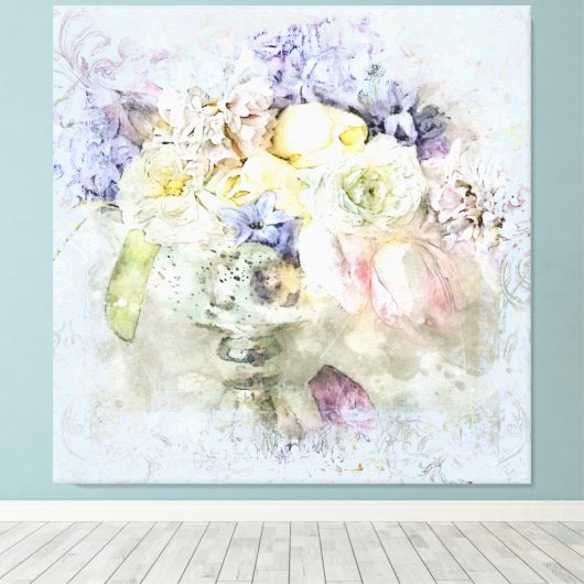 *~ Waterverf Bloemen Magische Bloemen AP10 Canvas Afdruk (Insitu (Houten vloer))