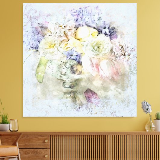 *~ Waterverf Bloemen Magische Bloemen AP10 Canvas Afdruk (Insitu (Woonkamer))