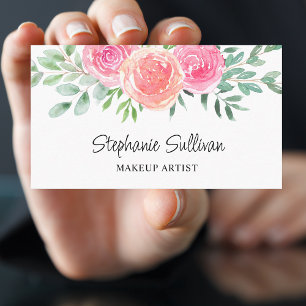 Waterverf Bloemen Make-up Artiest Visitekaartje