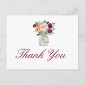 Waterverf bloemen Mason Jar Dank je Briefkaart (Voorkant)