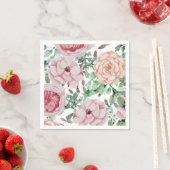 Waterverf Bloemen Mauve Cocktail Trouwservetten Servetten (Insitu)