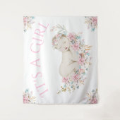 Waterverf Bloemen Meisje Baby shower Achtergrond B Wandkleed (Voorkant)