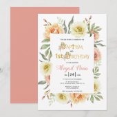 Waterverf Bloemen Meisje Doop en 1e verjaardag Kaart (Voorkant / Achterkant)