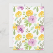 Waterverf Bloemen Meisje's 1e Verjaardag Party Kaart (Achterkant)