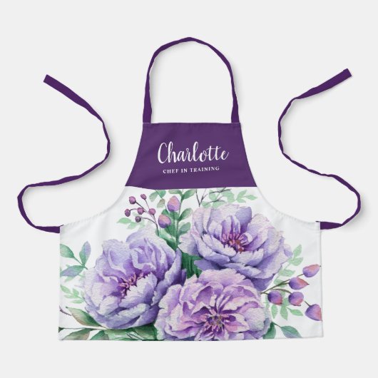  Waterverf Bloemen Meisjes Chef Training Lila Schort (Voorkant)