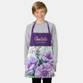  Waterverf Bloemen Meisjes Chef Training Lila Schort (Gedragen)