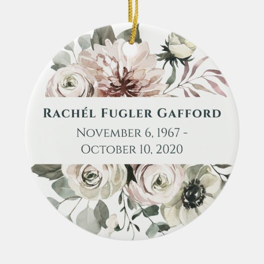 Waterverf bloemen Memorial Ceramic Photo Ornament (Voorkant)