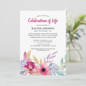 Waterverf bloemen Memorial | Viering van het leven Kaart (Staand voorkant)