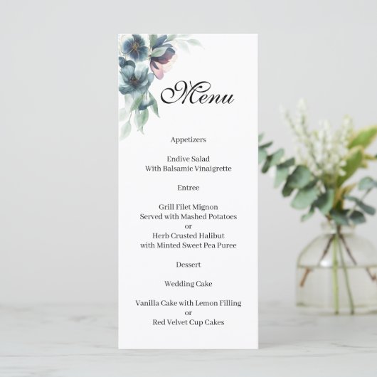 Waterverf bloemen Menu (Staand voorkant)