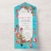 Waterverf bloemen met Bezoekende Butterflies. Alle All In One Uitnodiging (Binnen)