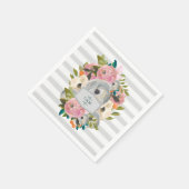  Waterverf Bloemen met Chic Grey Stripes Servetten (Hoek)