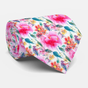 Waterverf bloemen met een donkerkleurige kleur bor stropdas