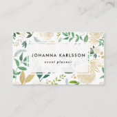 Waterverf bloemen met Faux Gold Glitter en Folie Visitekaartje (Voorkant)