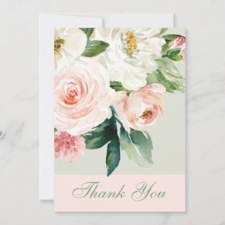 Waterverf Bloemen met Foto Bruiloft Bedankkaart