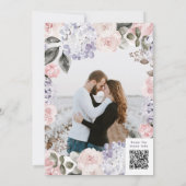 Waterverf Bloemen met Foto en QR Code Bruiloft Kaart (Achterkant)