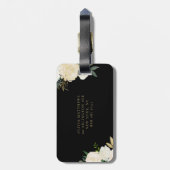Waterverf bloemen met Gold Foil Monogram Black Bagagelabel (Achterkant verticaal)