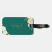 Waterverf bloemen met Gold Foil Monogram Green Bagagelabel (Achterkant horizontaal)