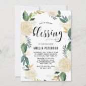 Waterverf bloemen met Gold Glitter Baby Blessing Kaart (Voorkant)