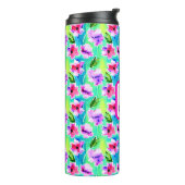 Waterverf bloemen met monogram  thermosbeker (Gedraaid links)