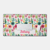 Waterverf bloemen met naam Elegant Bureaumat (Keyboard & Muis)