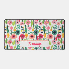 Waterverf bloemen met naam Elegant Bureaumat