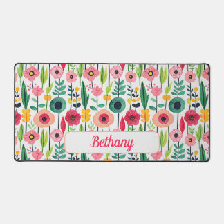 Waterverf bloemen met naam Elegant Bureaumat