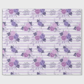 Waterverf bloemen met strepen cadeaupapier (Vlak)