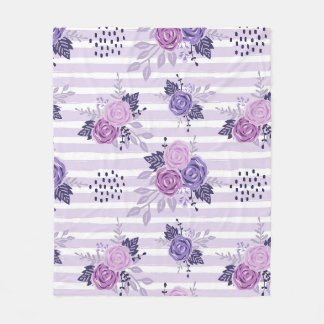 Waterverf bloemen met strepen fleece deken