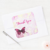 Waterverf Bloemen met Vlinder Dank U Vierkante Sticker (Envelop)