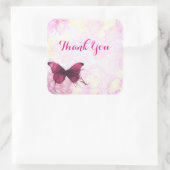 Waterverf Bloemen met Vlinder Dank U Vierkante Sticker (Tas)