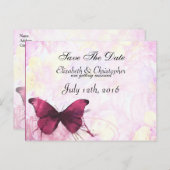 Waterverf Bloemen met Vlinder Save The Date Aankondigingskaart (Voorkant / Achterkant)