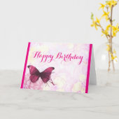 Waterverf Bloemen met Vlinder Verjaardag Kaart (Gele Bloem)