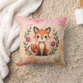 Waterverf bloemen met vos kussen (Deken)