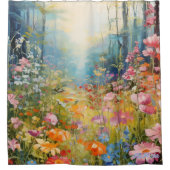 waterverf bloemen met zonsondergang Douche Gordijn (Voorkant)