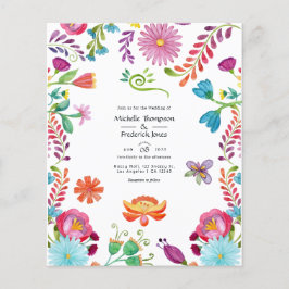 Waterverf Bloemen Mexicaans Fiesta Bruiloft Uitnod Flyer