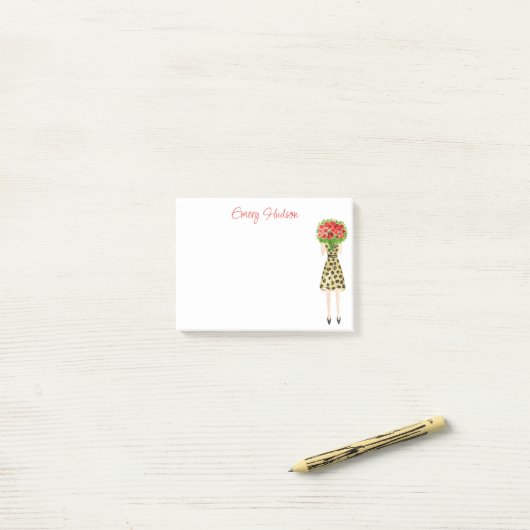 Waterverf bloemen Mode Girl Post-it Notes (Op bureau)