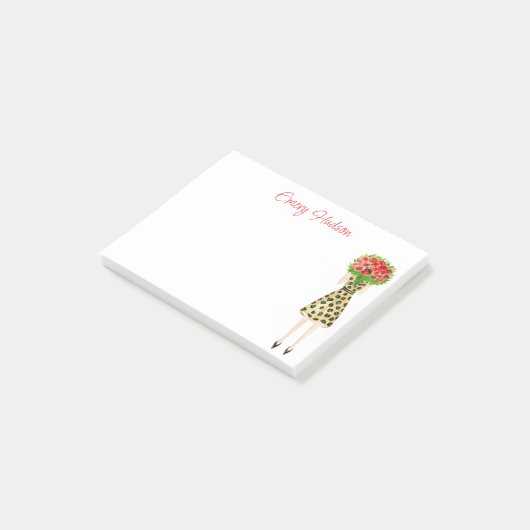Waterverf bloemen Mode Girl Post-it Notes (Schuin)