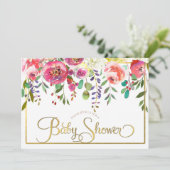 Waterverf Bloemen Modern Baby shower Kaart (Staand voorkant)