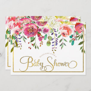 Waterverf Bloemen Modern Baby shower Kaart