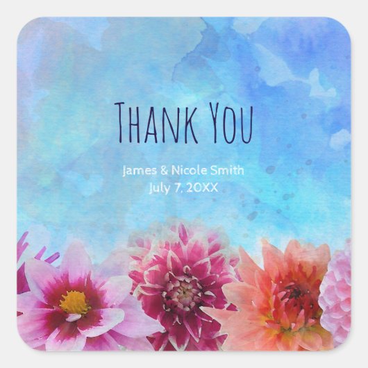 Waterverf bloemen Modern Floral Vrijgezellenfeest Vierkante Sticker (Voorkant)