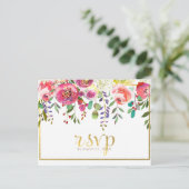 Waterverf bloemen Modern Gold Wedding RSVP Uitnodiging Briefkaart (Staand voorkant)