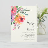 Waterverf bloemen Modern legant script bruiloft Kaart (Staand voorkant)