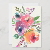 Waterverf bloemen Modern legant script bruiloft Kaart (Achterkant)