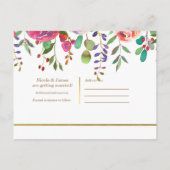 Waterverf bloemen Modern Opslaan Datum Aankondigingskaart (Achterkant)