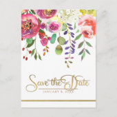 Waterverf bloemen Modern Opslaan Datum Aankondigingskaart (Voorkant)