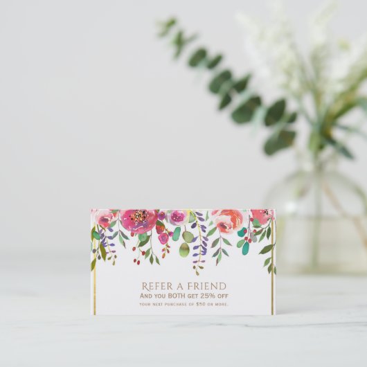 Waterverf Bloemen Modern Verwijs een vriend Aanbevelingskaartje (Staand voorkant)